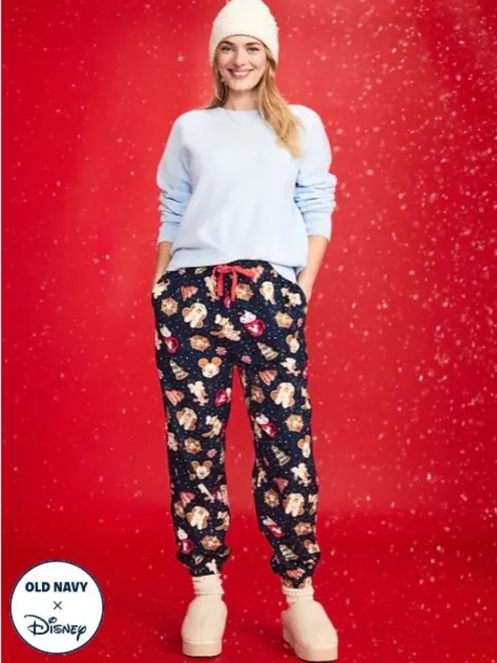 🎄Old Navy x Disney Christmas Holiday Pajama Pants with Red Drawstring